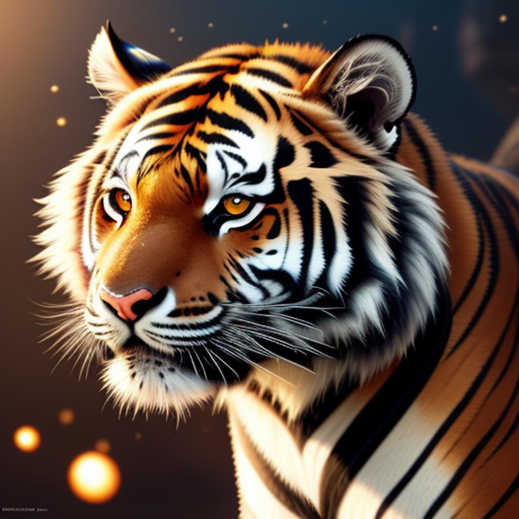 Experience the majesty of a tiger with long stripes designed by ai-generated art.