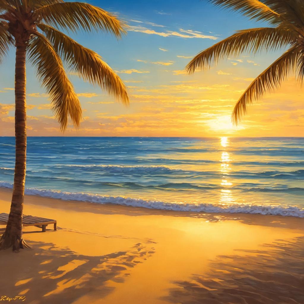 Experience the peace and tranquility of a breathtaking sunset beach scene captured by @ai_generated. Get lost in the beauty of nature and let your worries slip