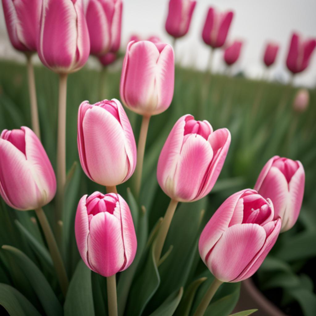 "add a pop of color to your day with stunning pink tulips arranged with the creative touch of ai in 'tulipanes rosados con
