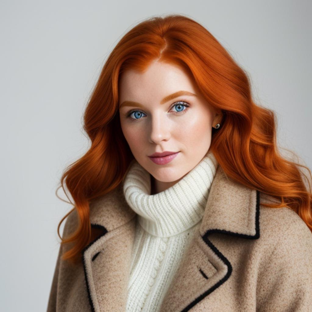 Discover the mesmerizing beauty of a ginger-haired woman in this ai-generated masterpiece, perfect for art enthusiasts and fans of unique digital creations.