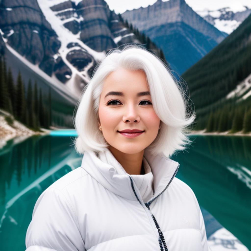 "discover stunning portraits of women with white hair created by @ai_generated - a mesmerizing showcase of beauty and innovation. "