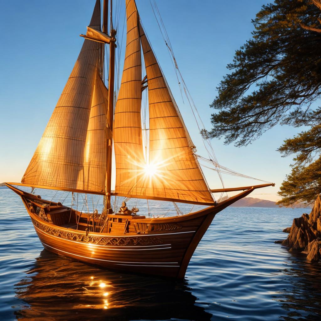 Looking for a unique wooden sailboat? Check out the stunning craftsmanship and intricate carvings of @ai_generated's latest piece - the perfect addition to