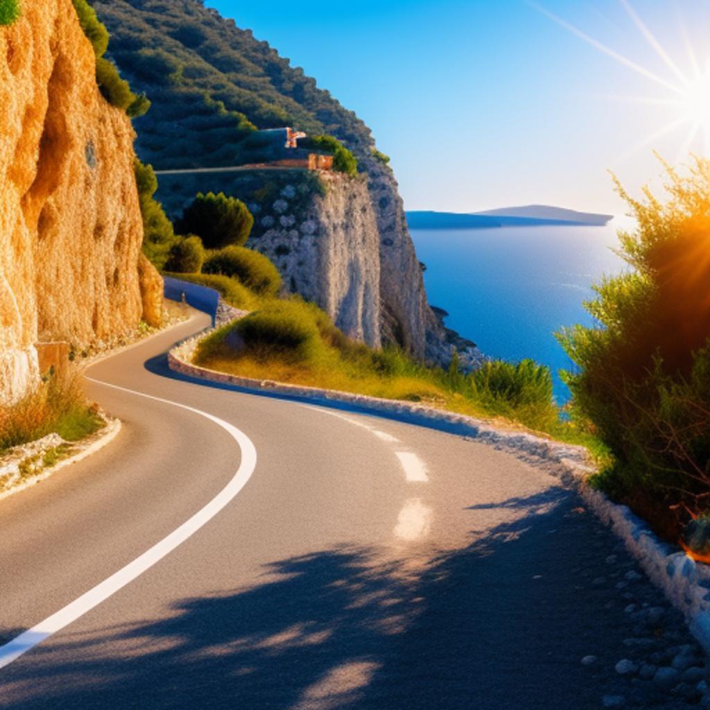 Discover the breathtaking beauty of greece with @ai_generated's stunning scenic road, capturing the essence of greece's magnificent landscapes.