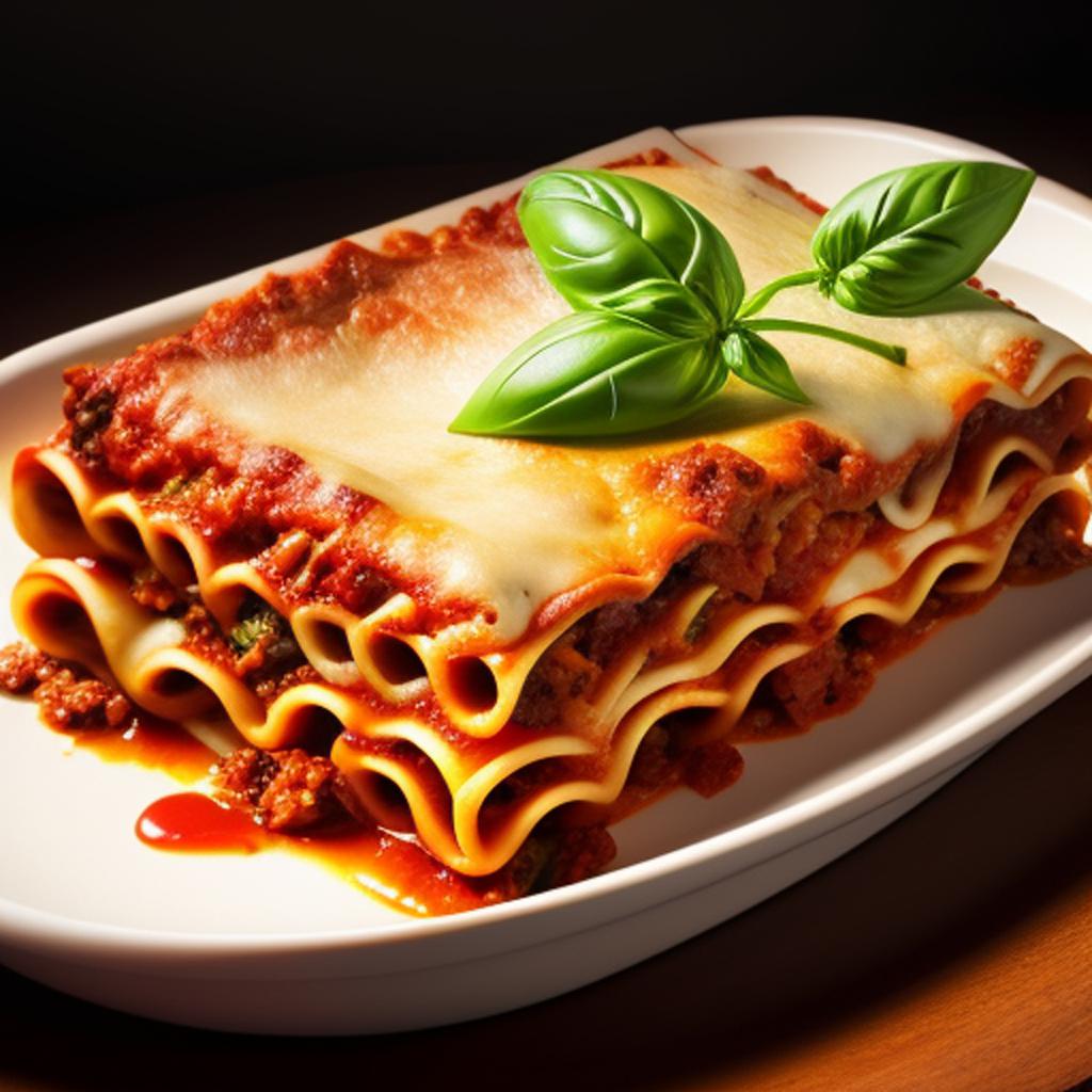 "indulge in a mouth-watering and satisfying meal of homemade lasagna with beef, beautifully created by ai-generated recipe from @ai_generated. "