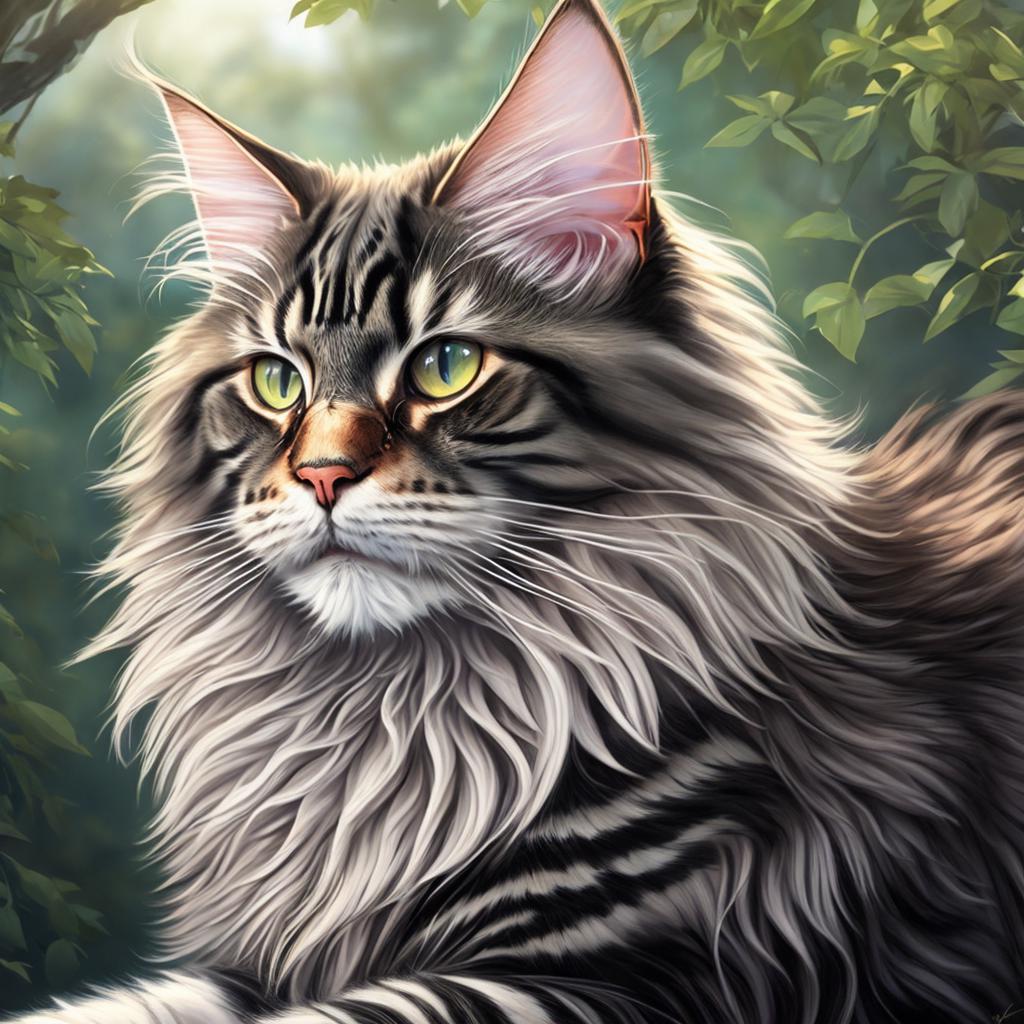 Discover the magnificent beauty of maine coon cats in the digital realm with the stunning artwork created by @ai_generated.