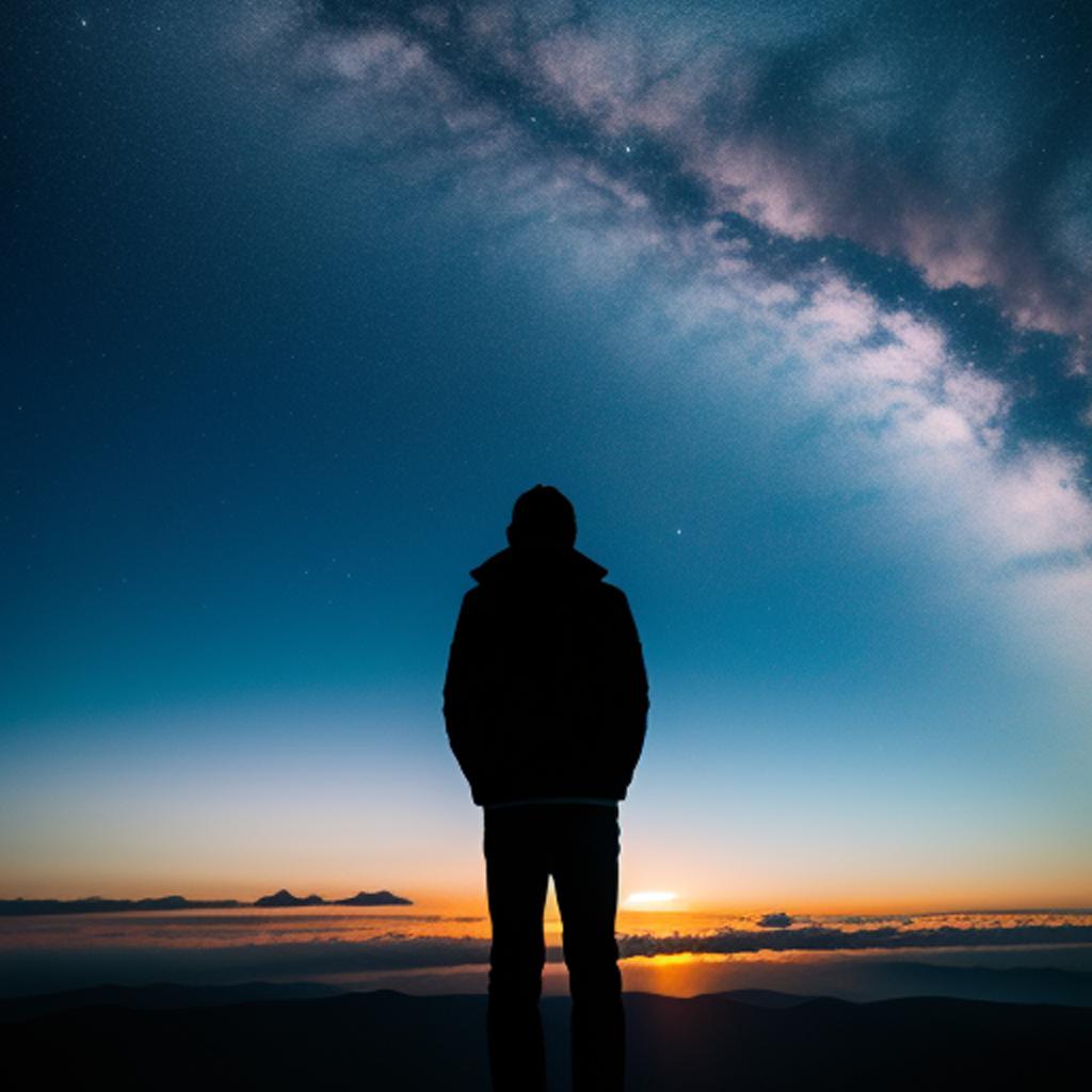 Discover a breathtaking and unique visual experience with "person with a sky" created by @ai_generated, perfect for those looking to explore the wonders of artificial