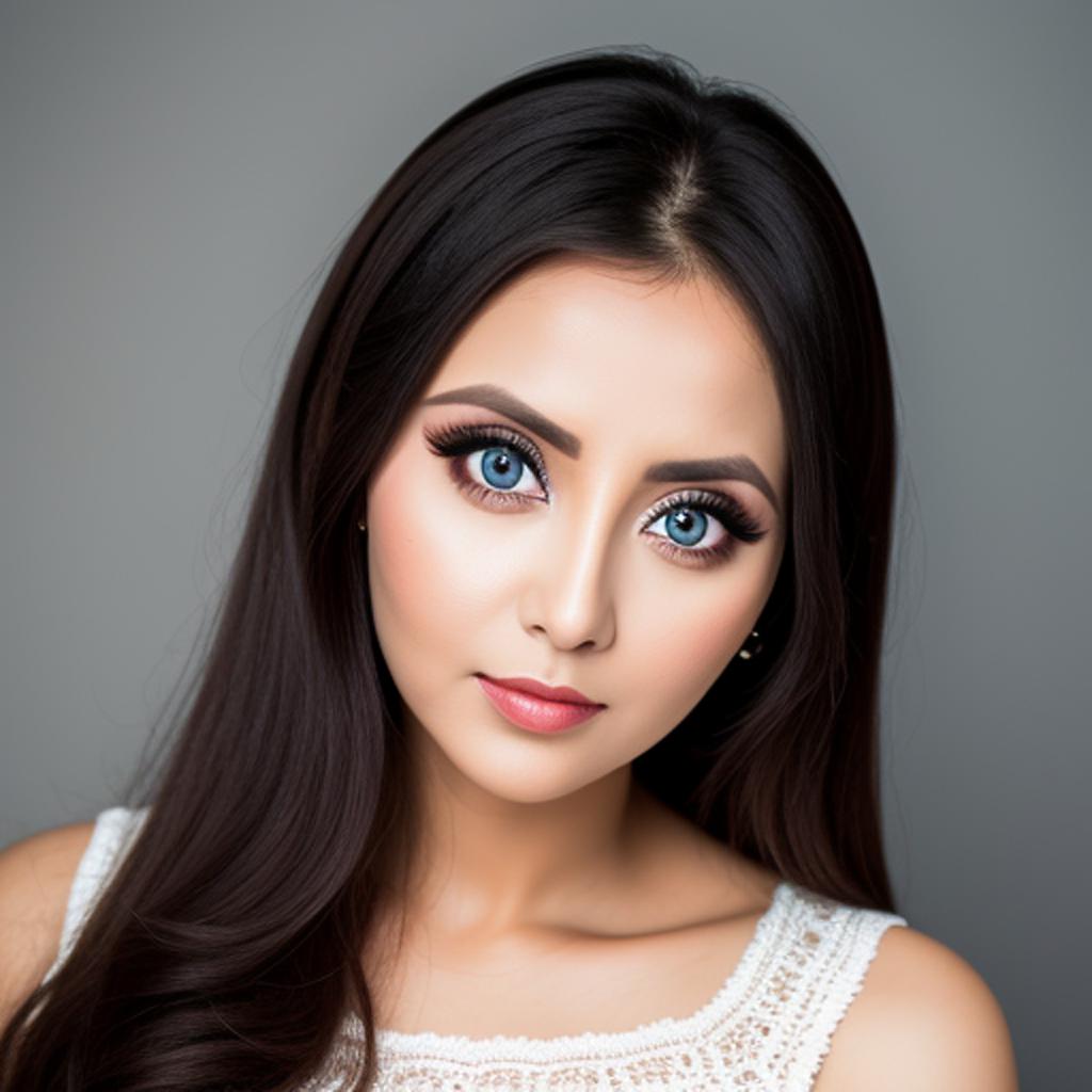 Discover the stunning portrait of a woman with big eyes created by @ai_generated, showcasing the remarkable capabilities of ai artistry.