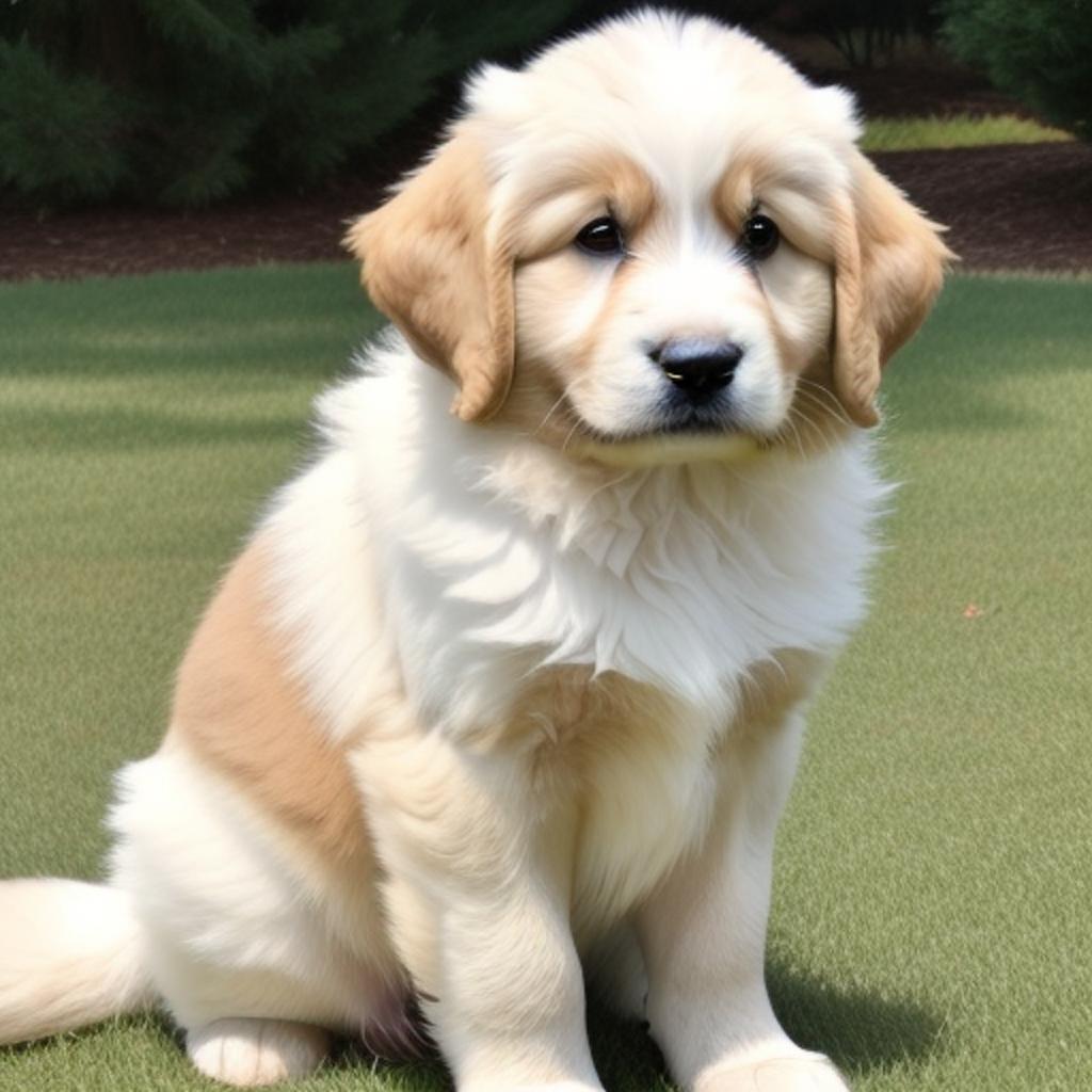 Discover breathtaking photos of a great pyrenees dog illuminated by a beam of light captured using ai-generated technology.