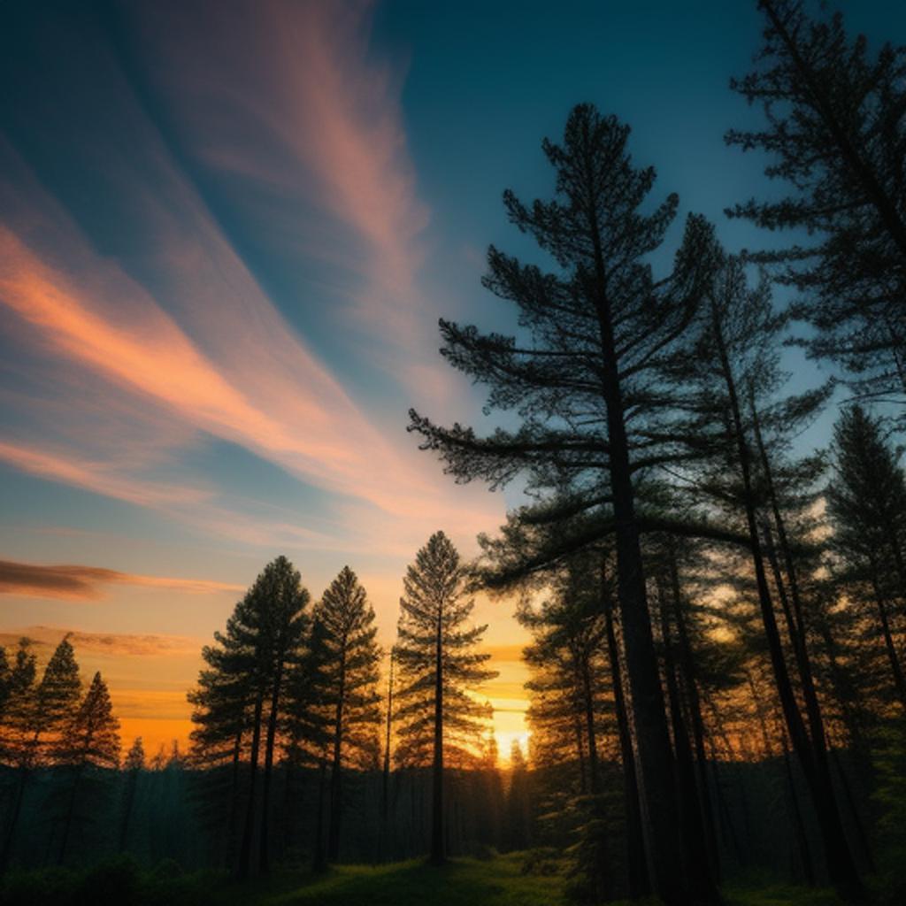 "waldrand baumspitzen mit abendrot" captured by @ai_generated showcases the stunning beauty of nature as it emphasizes the vibrant colors