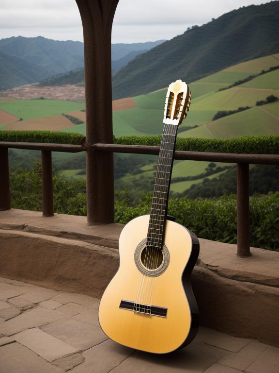"discover the exquisite blending of classical guitar and picturesque landscapes, expertly crafted by @ai_generated. "