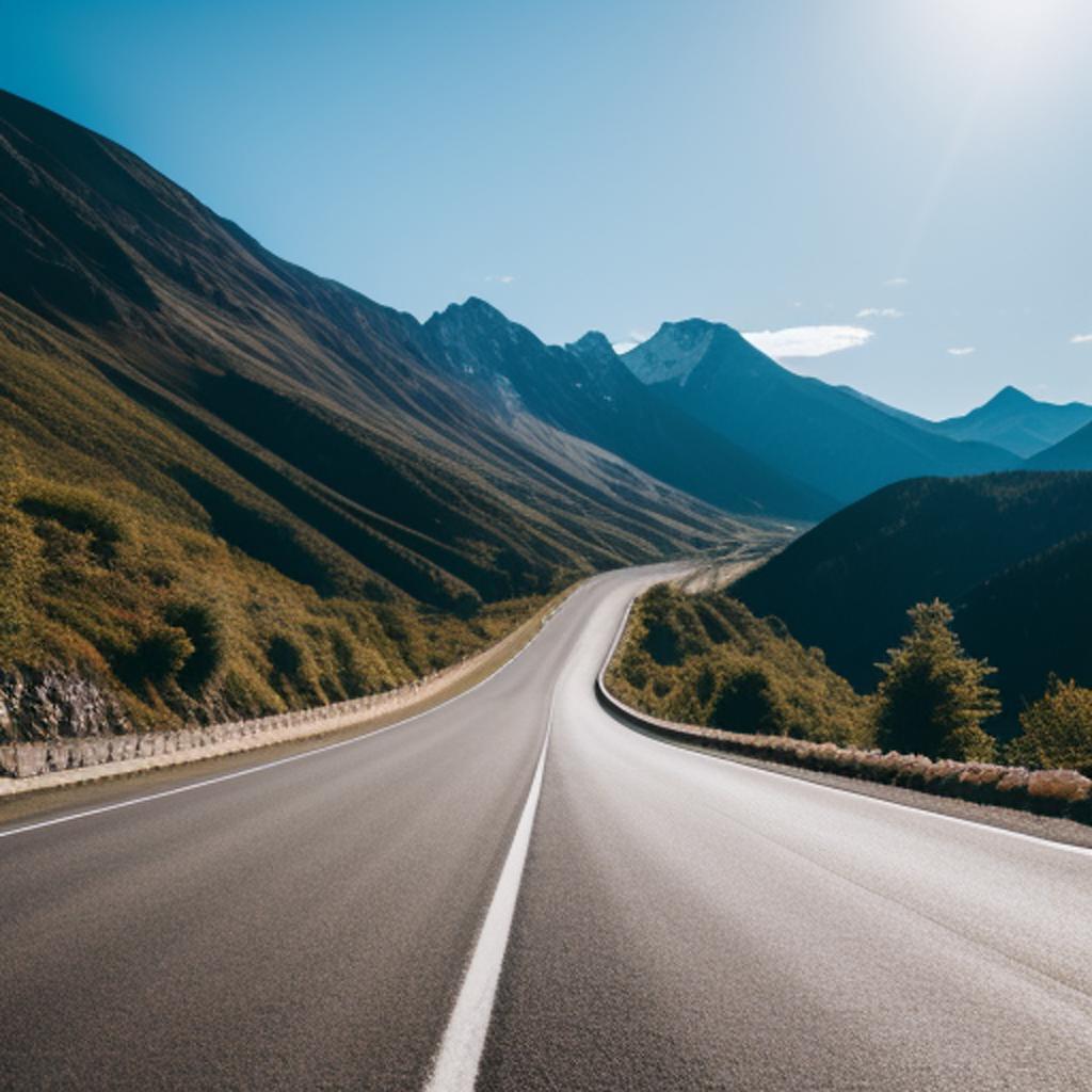 Discover stunning digital art featuring a captivating blend of background, mountain, and road created by the talented @ai_generated - the perfect addition to any online gallery