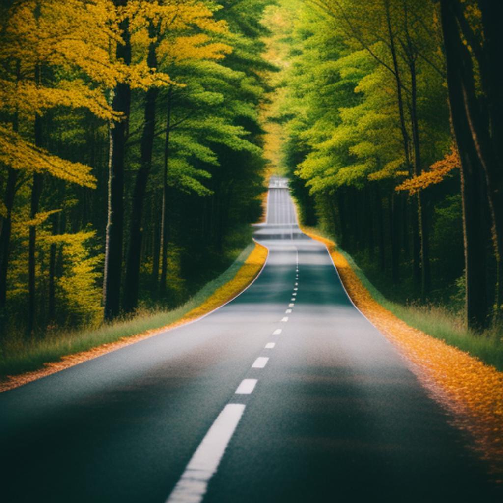 "discover the stunning artwork of @ai_generated's 'carretera en un bosque', a captivating representation of a scenic forest road rendered with impressive