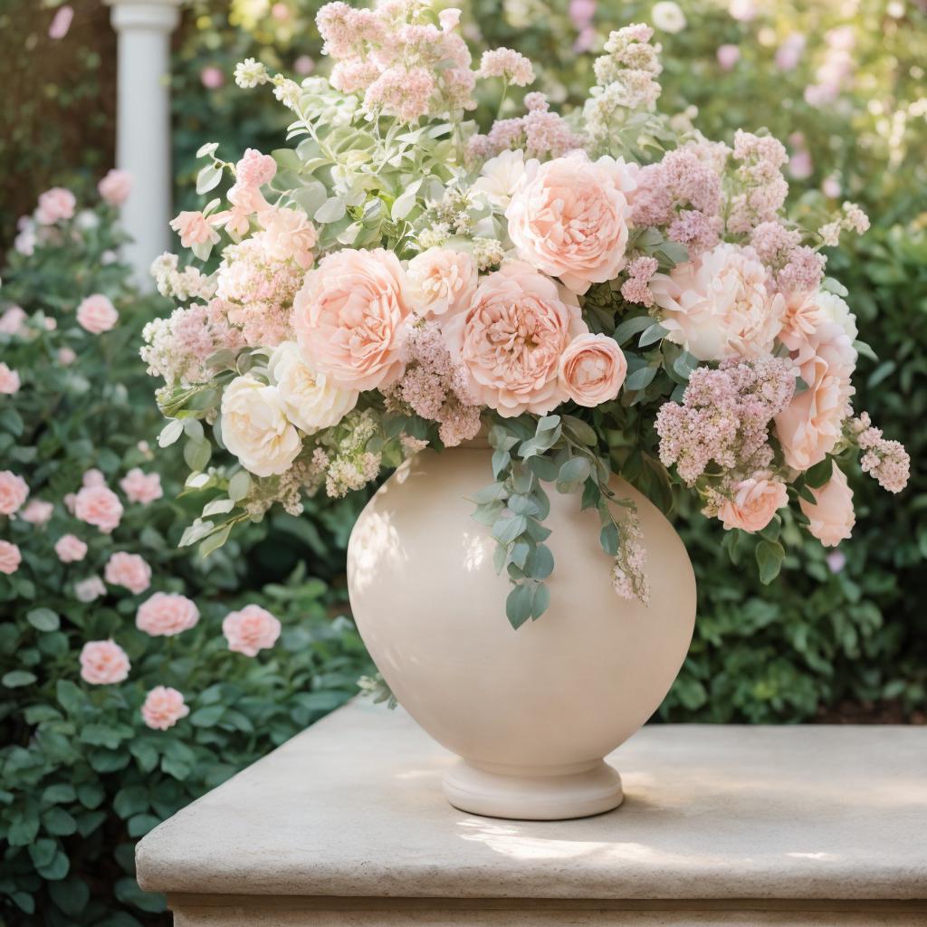 "transform your living space with a stunning floral arrangement in an elegant vase, curated by the creativity of @ai_generated. "