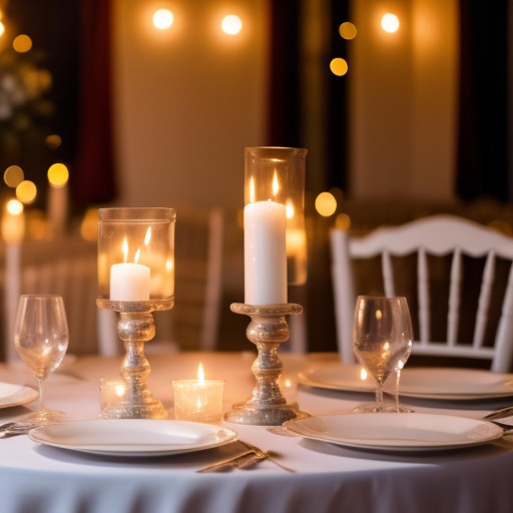 Create the perfect ambiance for a romantic dinner with an exquisite @ai_generated candlelight table setting. Indulge in a breathtaking background and ignite the spark