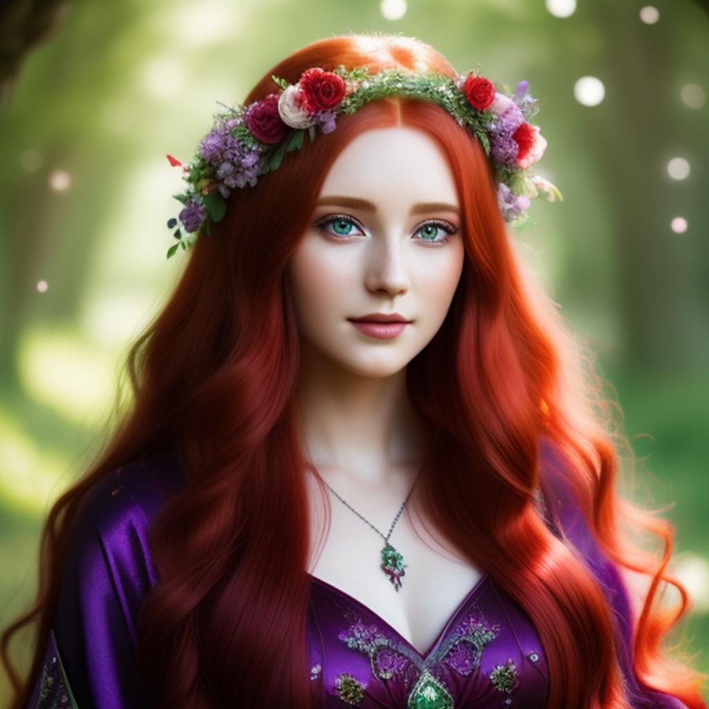 Beautiful woman, long red by @ai_generated