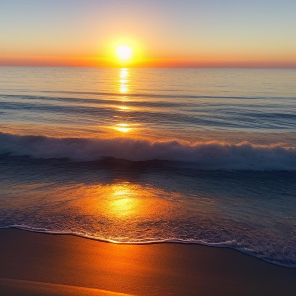 "sunset over ocean, serene by @ai_generated