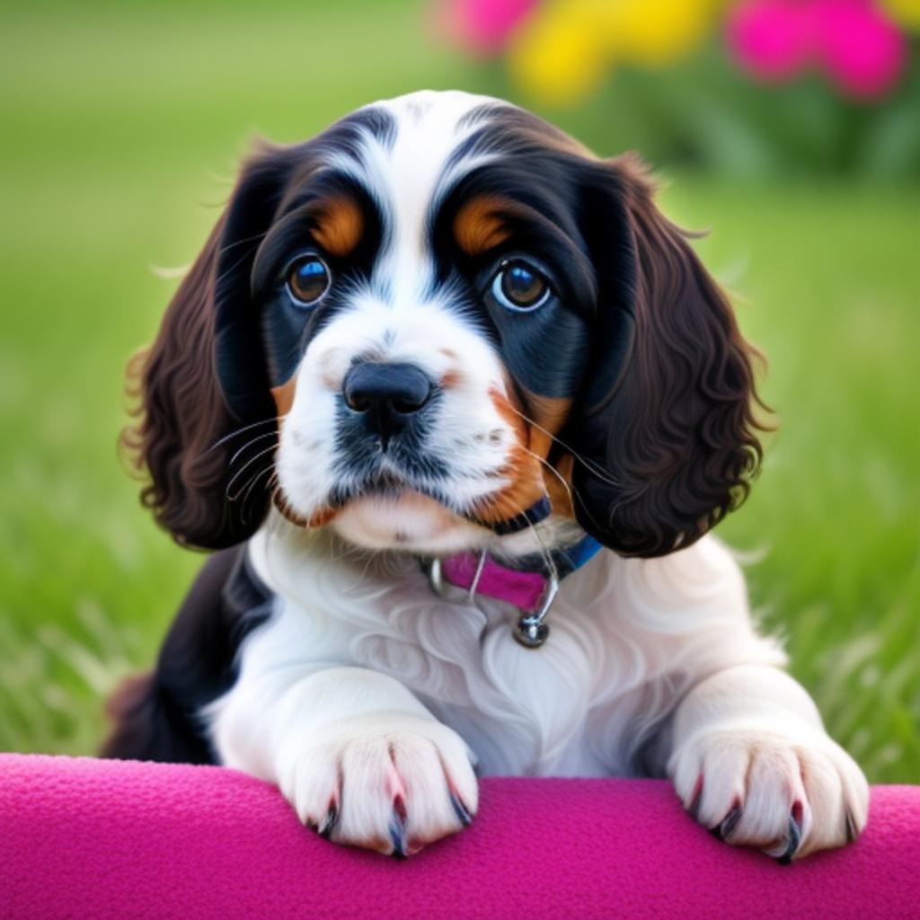 The english cocker spaniel featured in this adorable image, created by ai, is sure to capture the hearts of dog lovers everywhere with its undeniable cut
