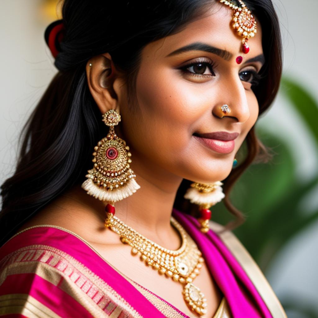 "discover the exquisite beauty of indian culture embodied in stunning earrings, created with cutting-edge technology by @ai_generated. "