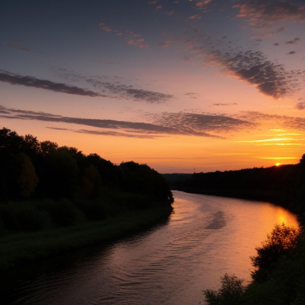 Witness the breathtaking beauty of a picturesque sunset over a flowing river captured by @ai_generated - a true masterpiece of nature's remarkable canvas.