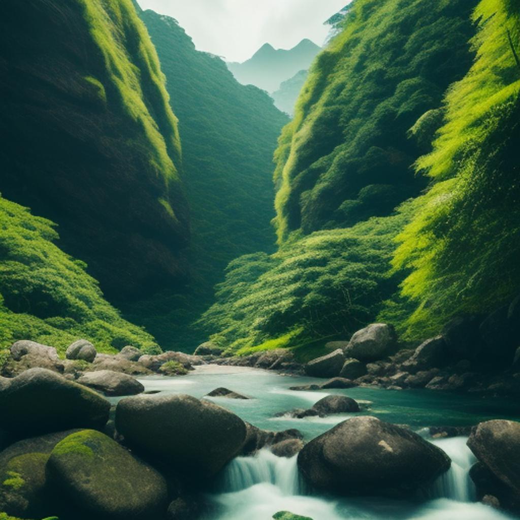 Explore the beauty of the lush green gunung tinggi and its serene waters, flowing calmly beneath the mountain - a breathtaking sight to behold.
