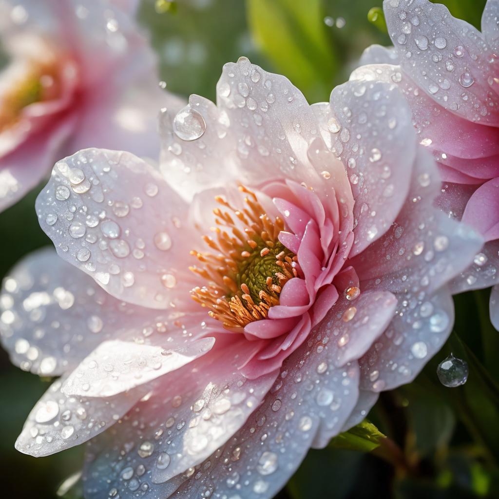 "close-up of dewdrops on by @ai_generated