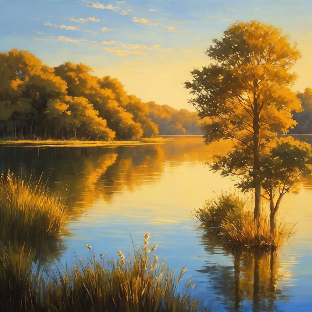 "nature scene, tranquil lake by @ai_generated