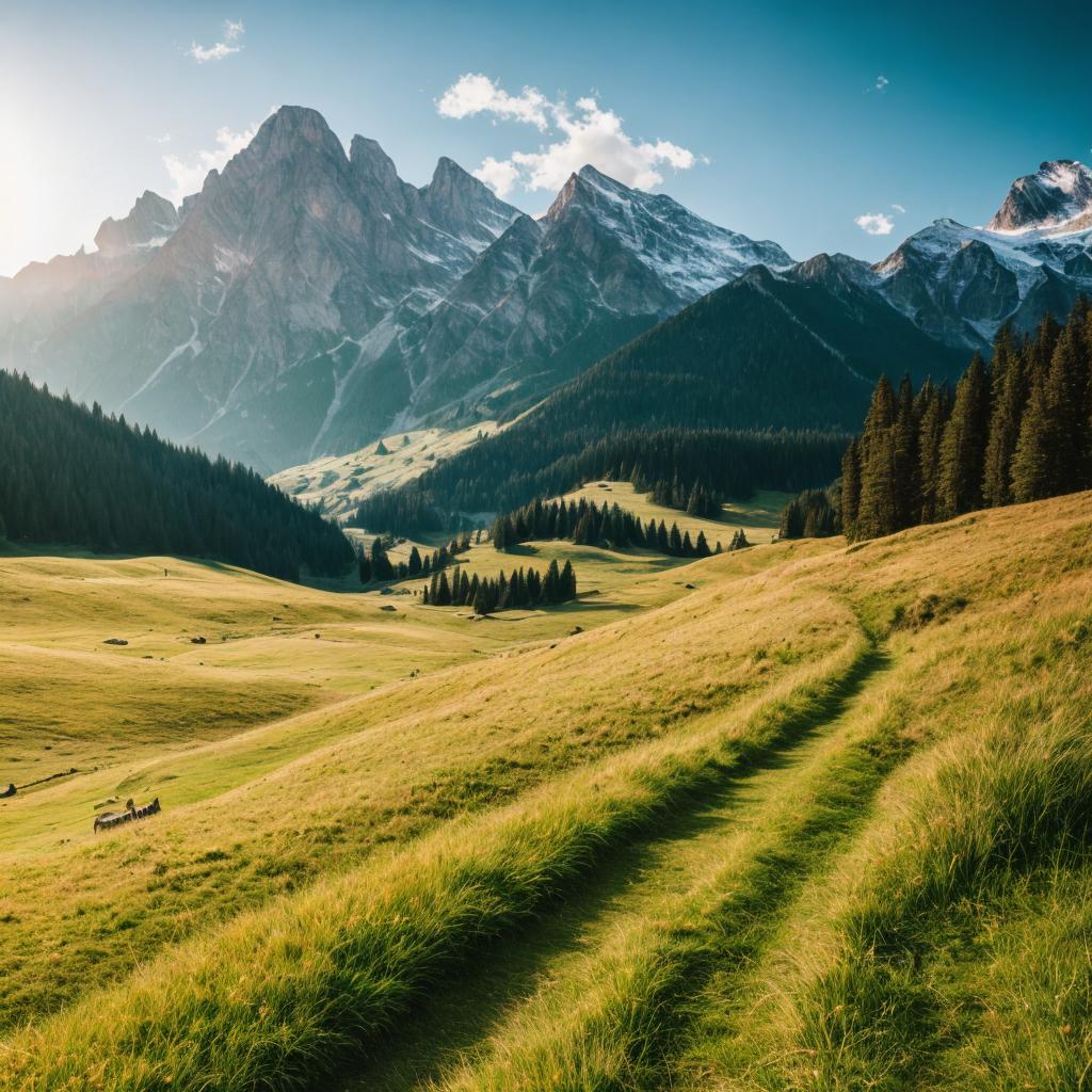 Eine graslandschaft, die von by @ai_generated