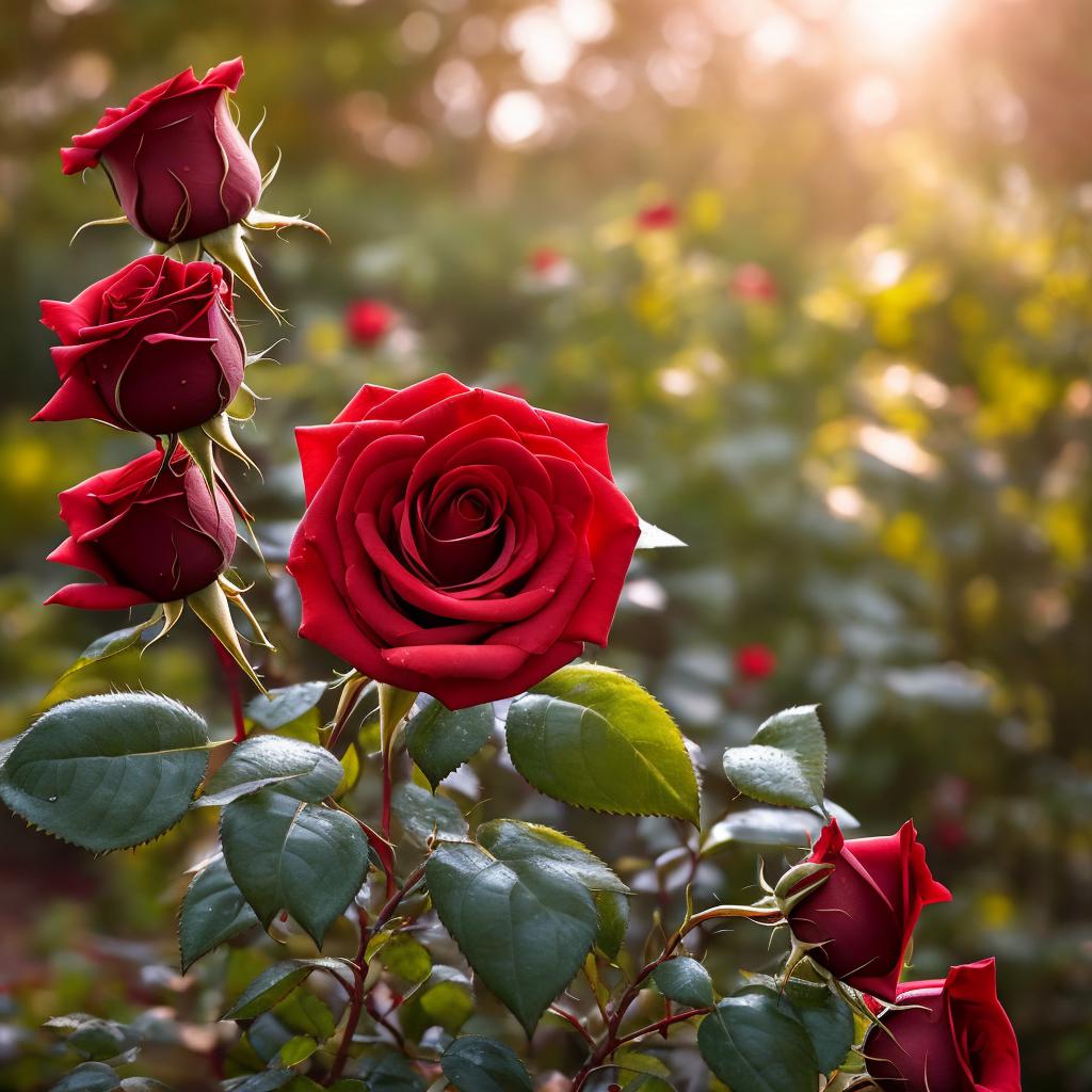"single red rose, dewdrops, by @ai_generated