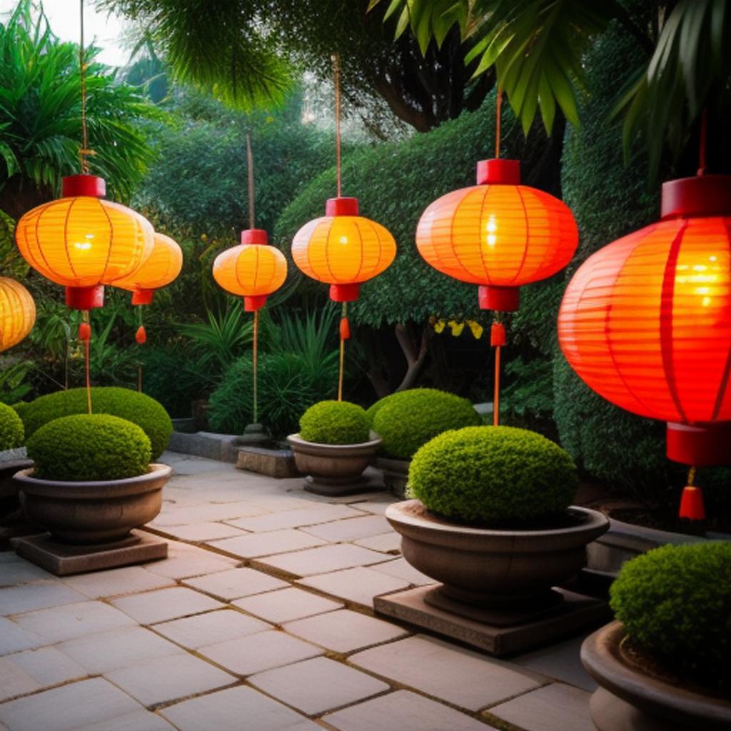 Background, vietnamese lanterns in by @ai_generated