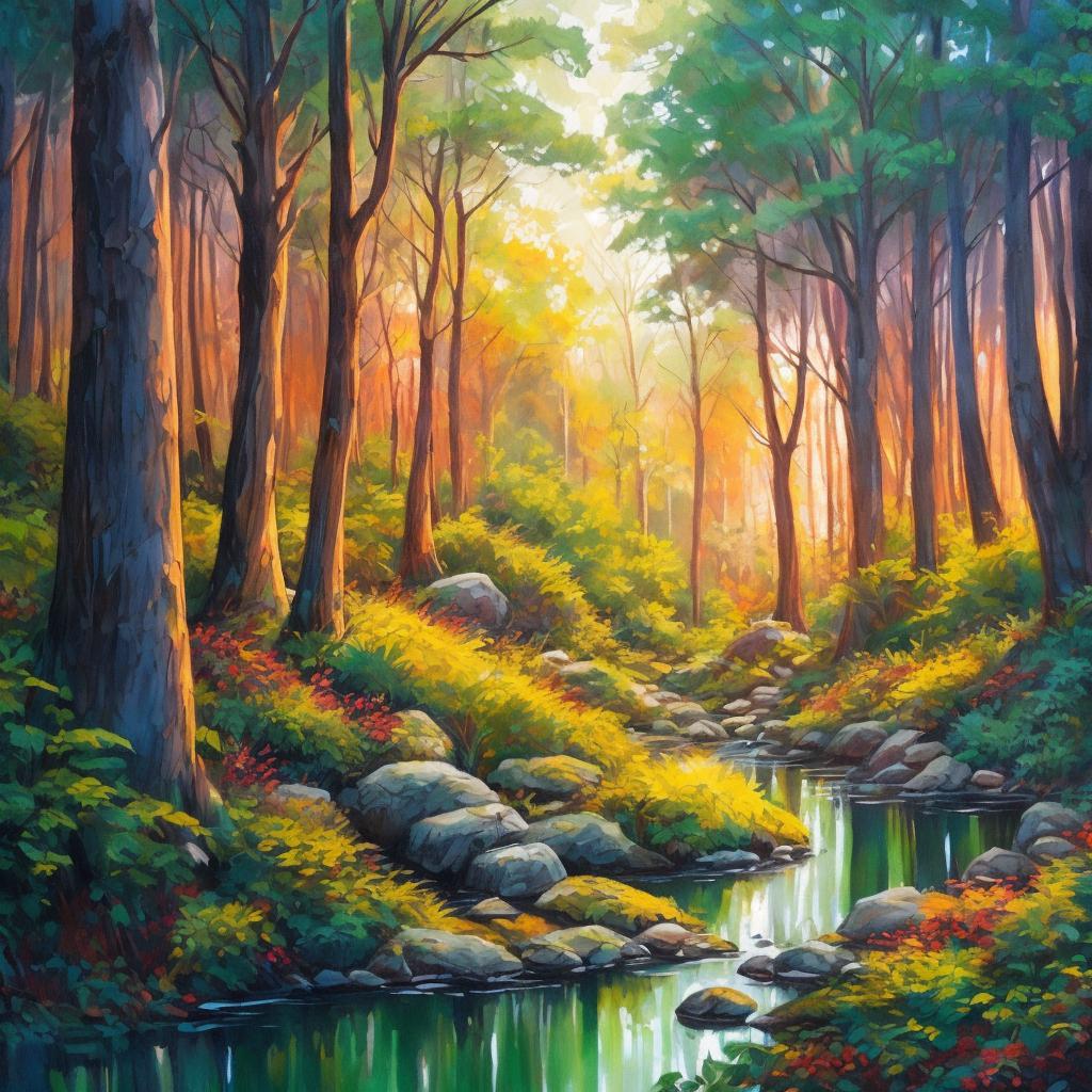 Discover a stunning forest landscape curated by @ai_generated, complete with serene lighting to transport you to a peaceful world of natural beauty.