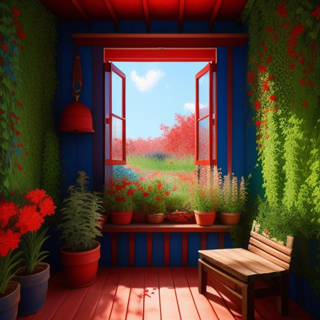 Interior of red and by @ai_generated