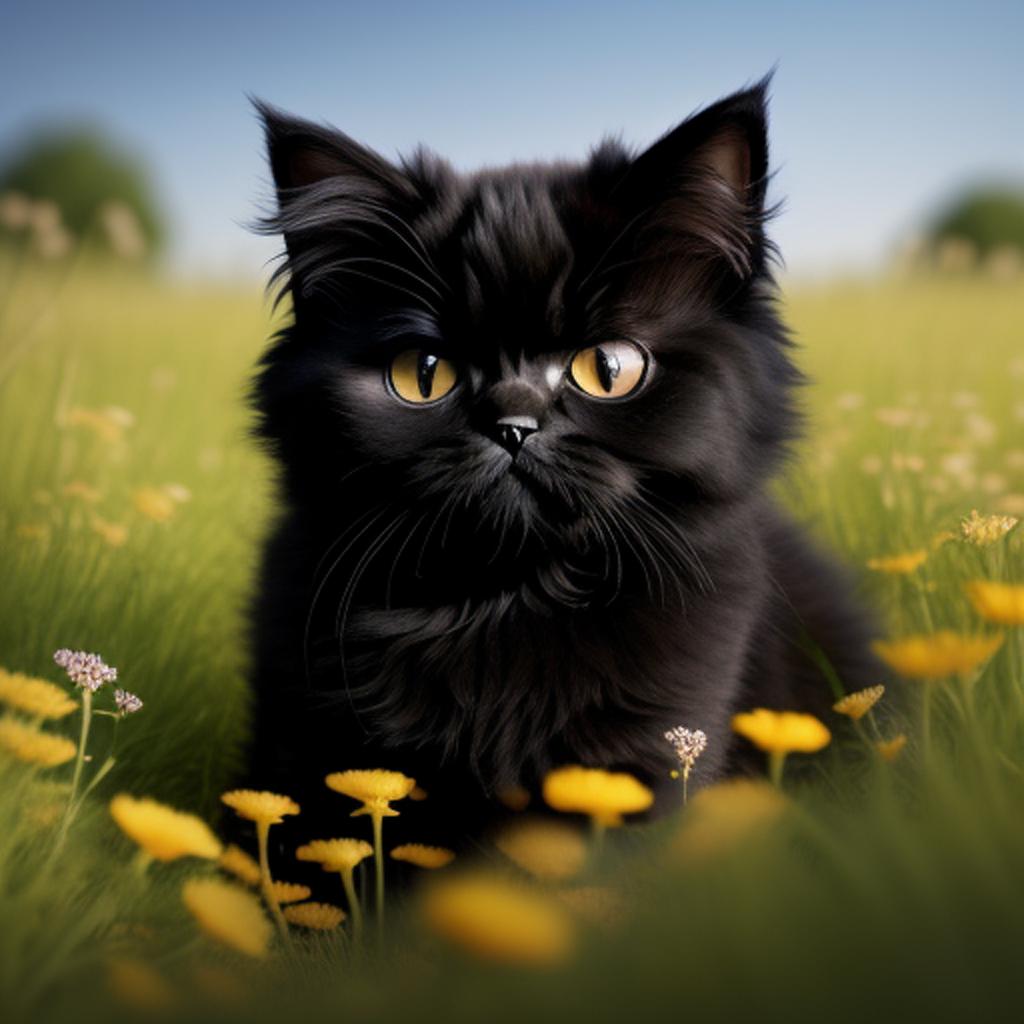 Looking for an adorable addition to your family? Check out this black persian kitten image created by @ai_generated.