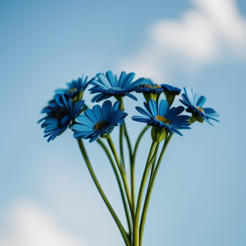 Holding soft blue daisy by @ai_generated