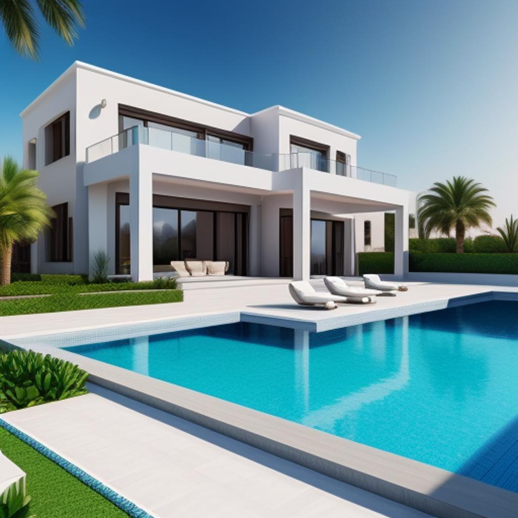 "discover the ultimate getaway experience with the stunning villa featuring a gorgeous pool designed by @ai_generated - perfect for your next dream vacation. "
