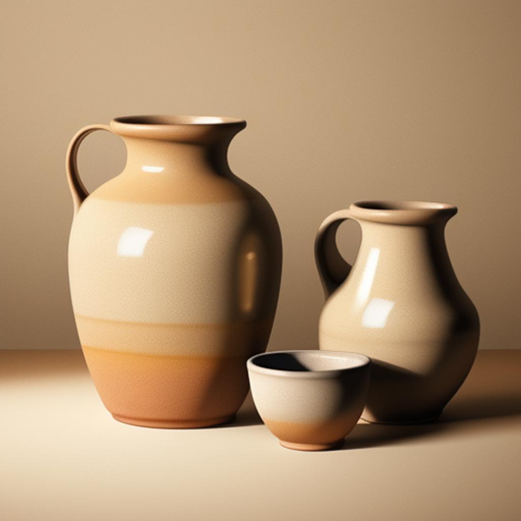 Discover beautifully crafted pottery in desirable beige hues created by @ai_generated. Add an elegant touch to your home decor with these stunning artisanal pieces.