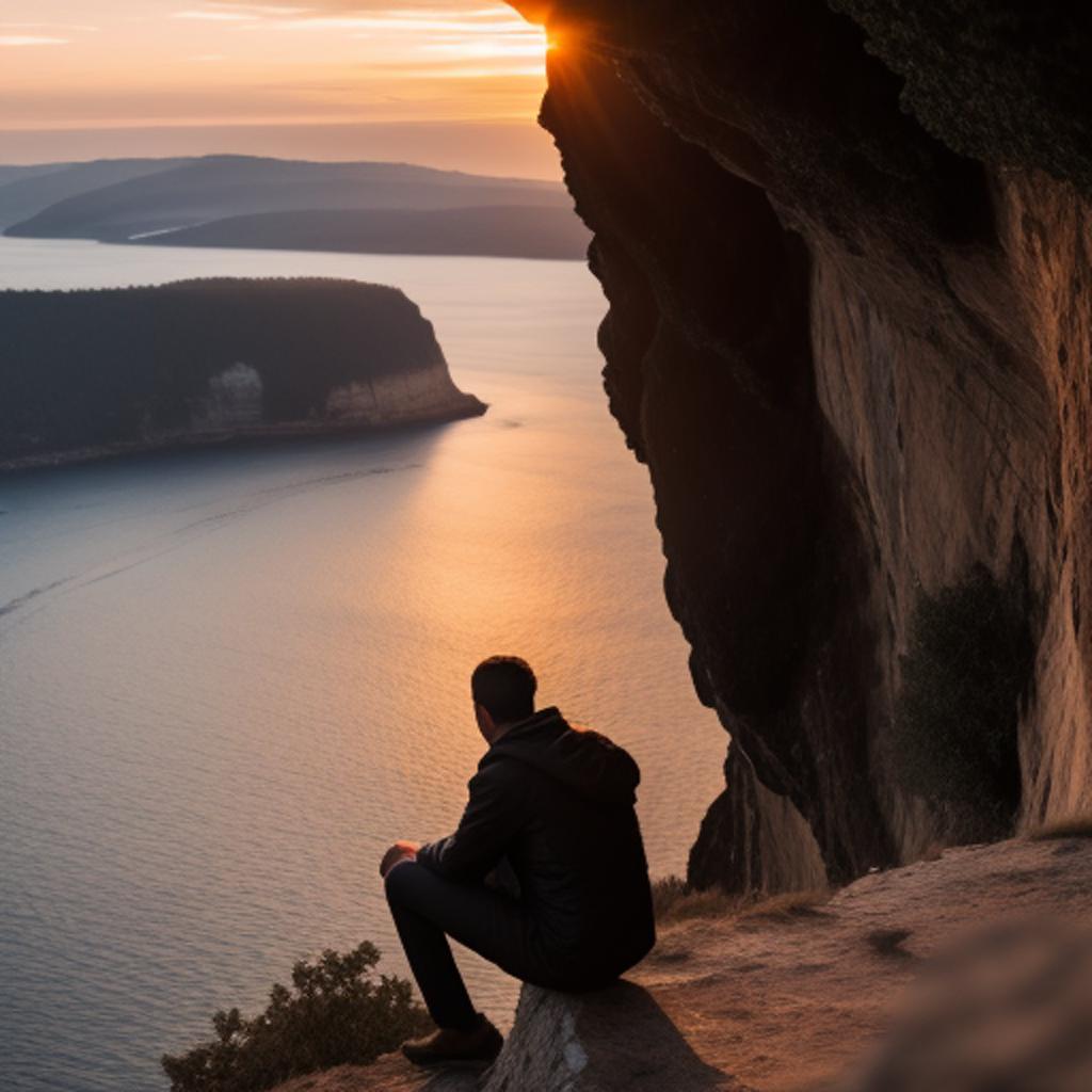Take a journey with @ai_generated's stunning digital artwork entitled "hombre mirando al atardecer" which captures a breathtaking moment of a man