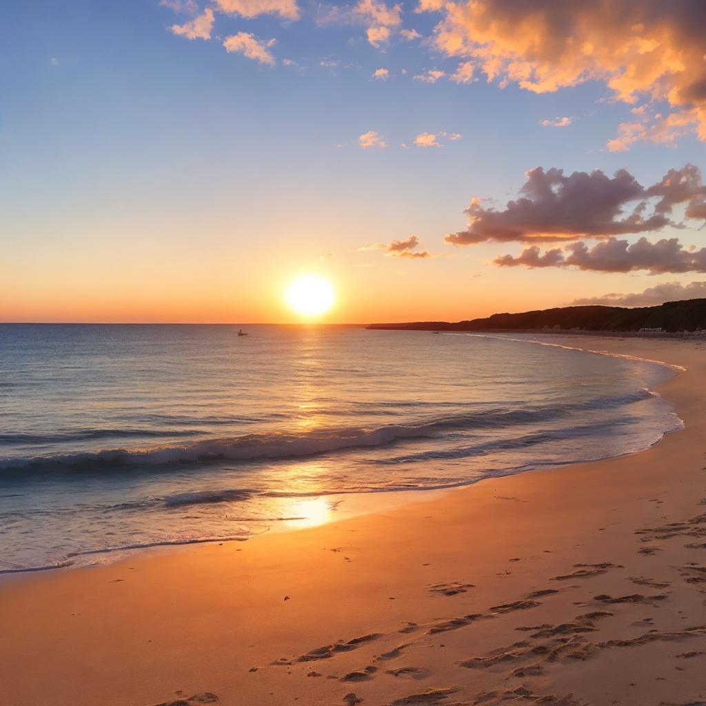 "beach sunset, serene vibes, by @ai_generated