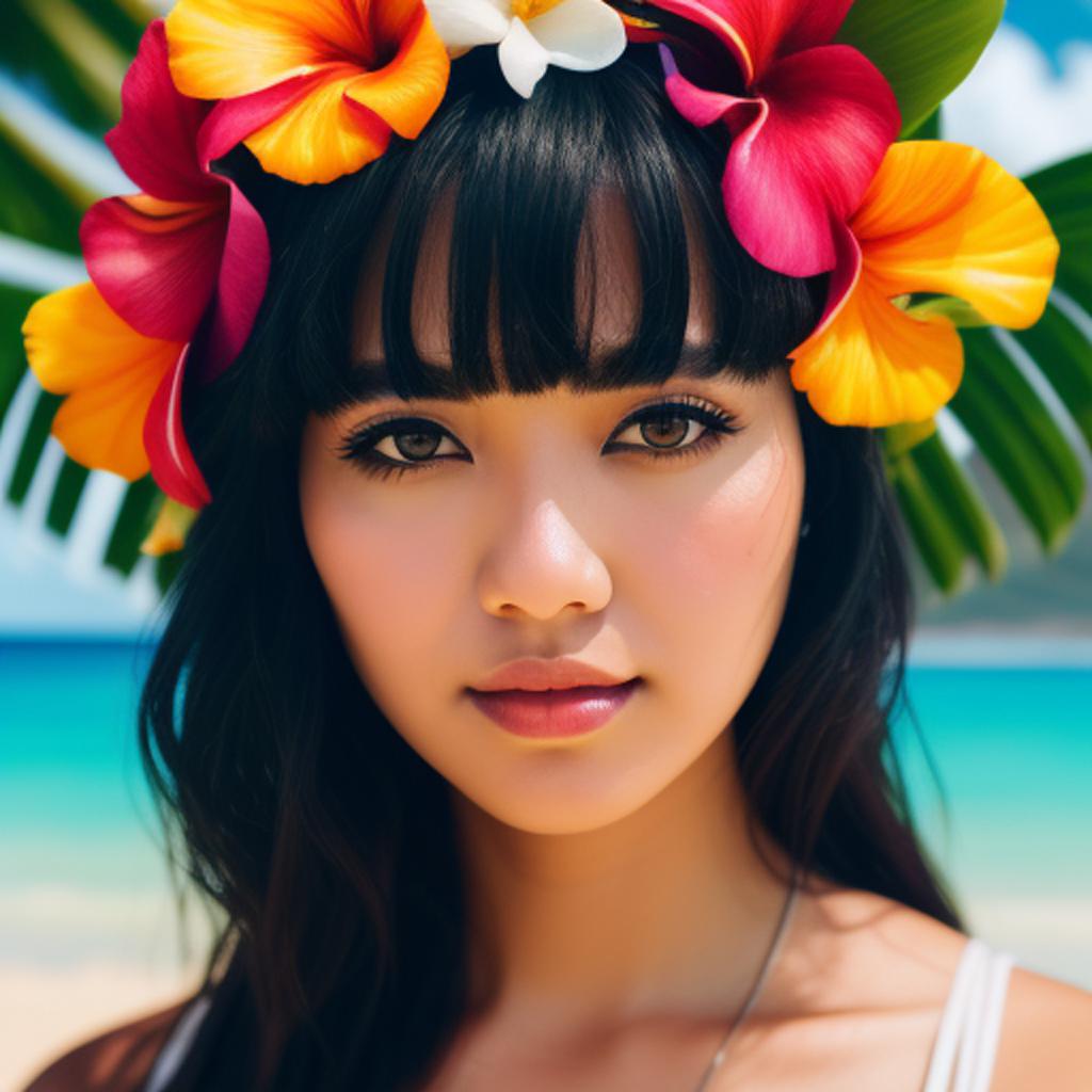 Tropical hawaiian beach holiday,dark by @ai_generated