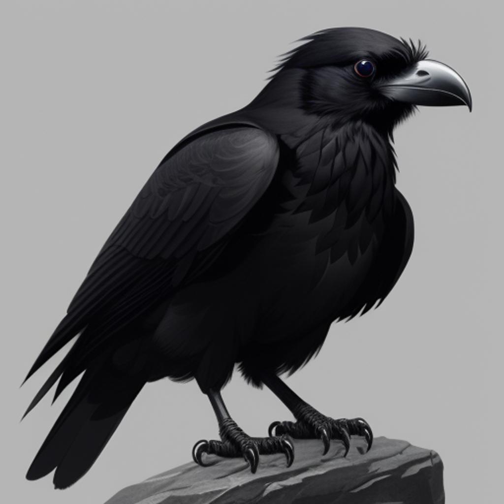 Gray raven with gray by @ai_generated