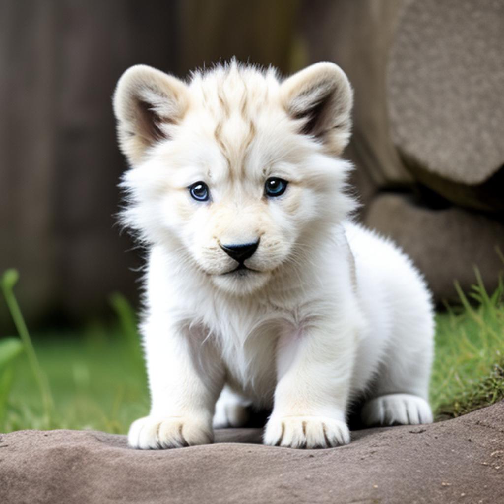 Um lobo filhote branco. By @ai_generated