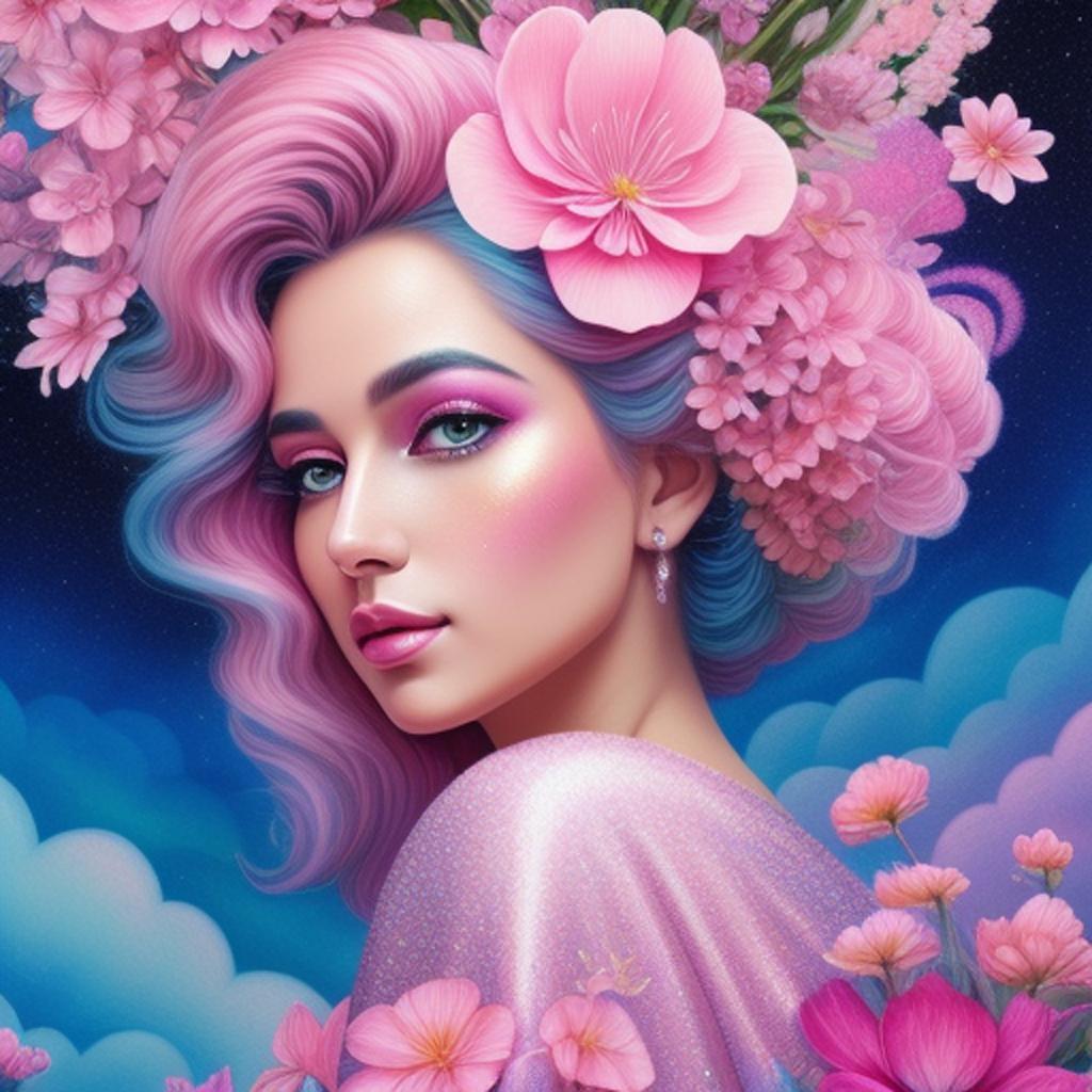 Gorgeous dreaming pink woman by @ai_generated