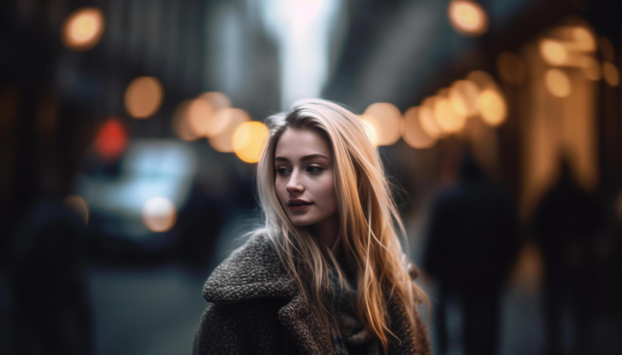 A-beautiful-young-woman-illuminated-by-street-lights-walking-alone-generated-by-ai-free-photo