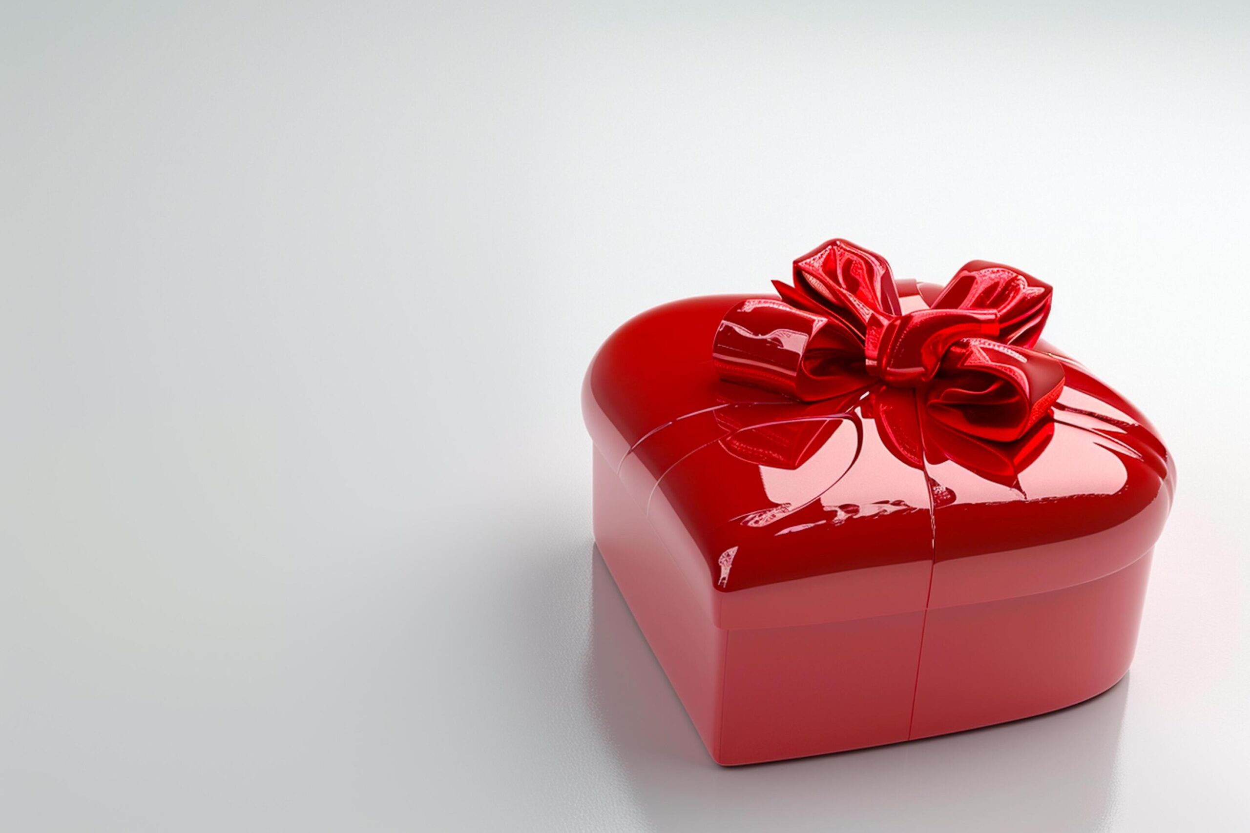 Ai-generated-3d-gift-box-heart-with-ribbon-top-view-empty-space-elegance-isolated-background-ai-generated-free-photo