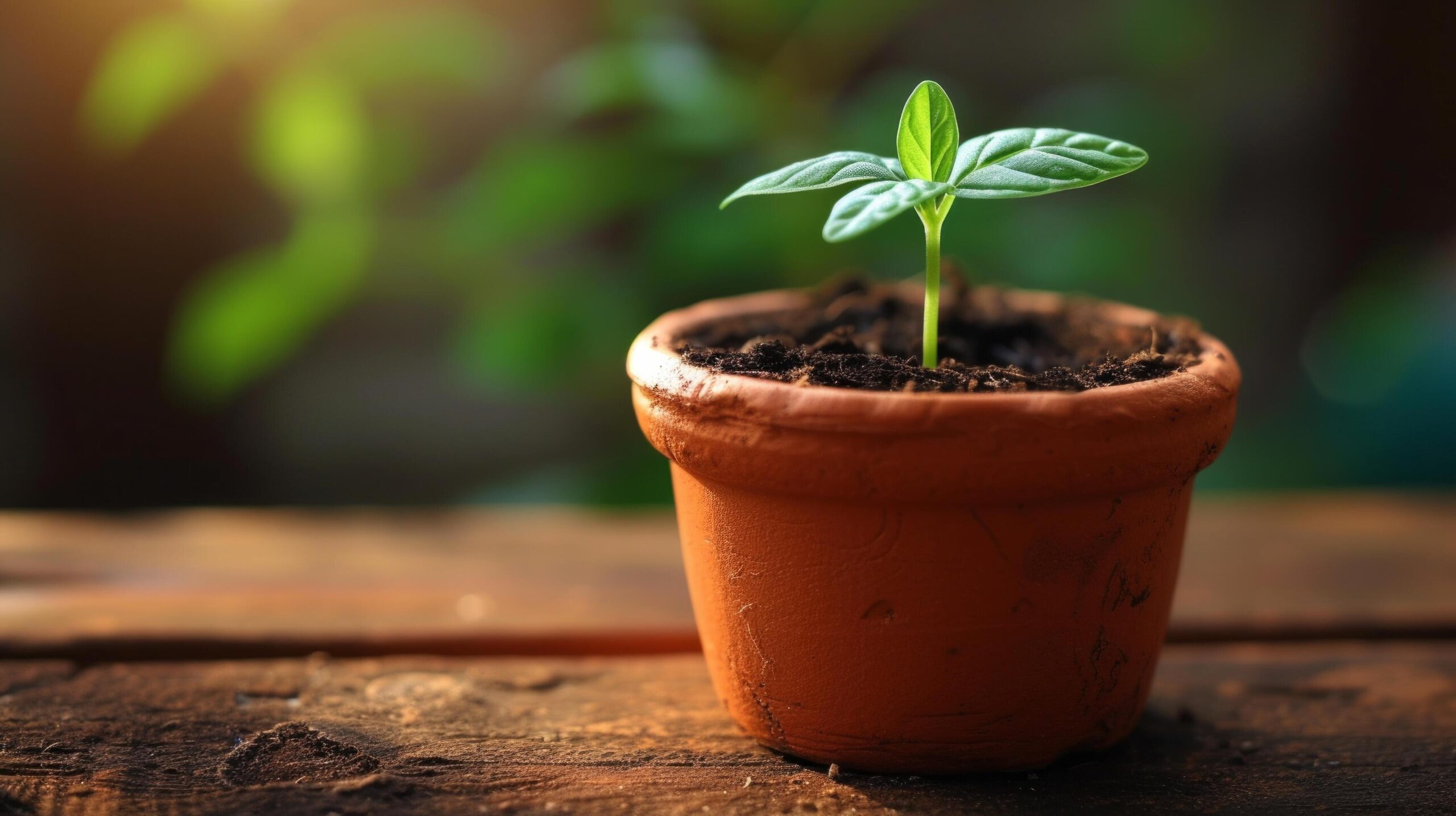 Ai-generated-a-close-up-of-a-small-sprouting-plant-in-a-terracotta-pot-representing-spring-growth-and-potential-free-photo