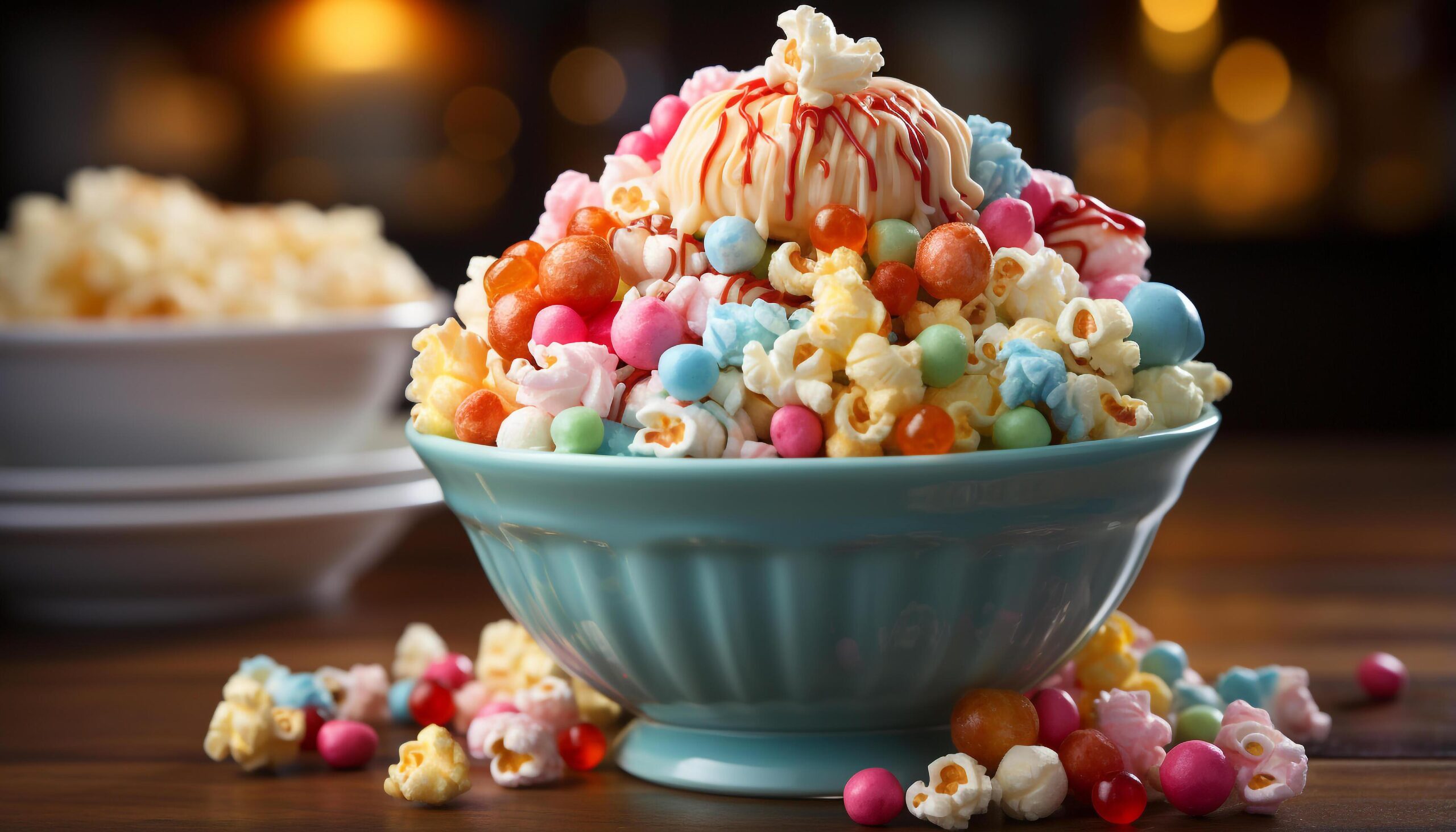 Ai-generated-a-colorful-bowl-of-sweet-candy-on-a-dessert-table-generated-by-ai-free-photo