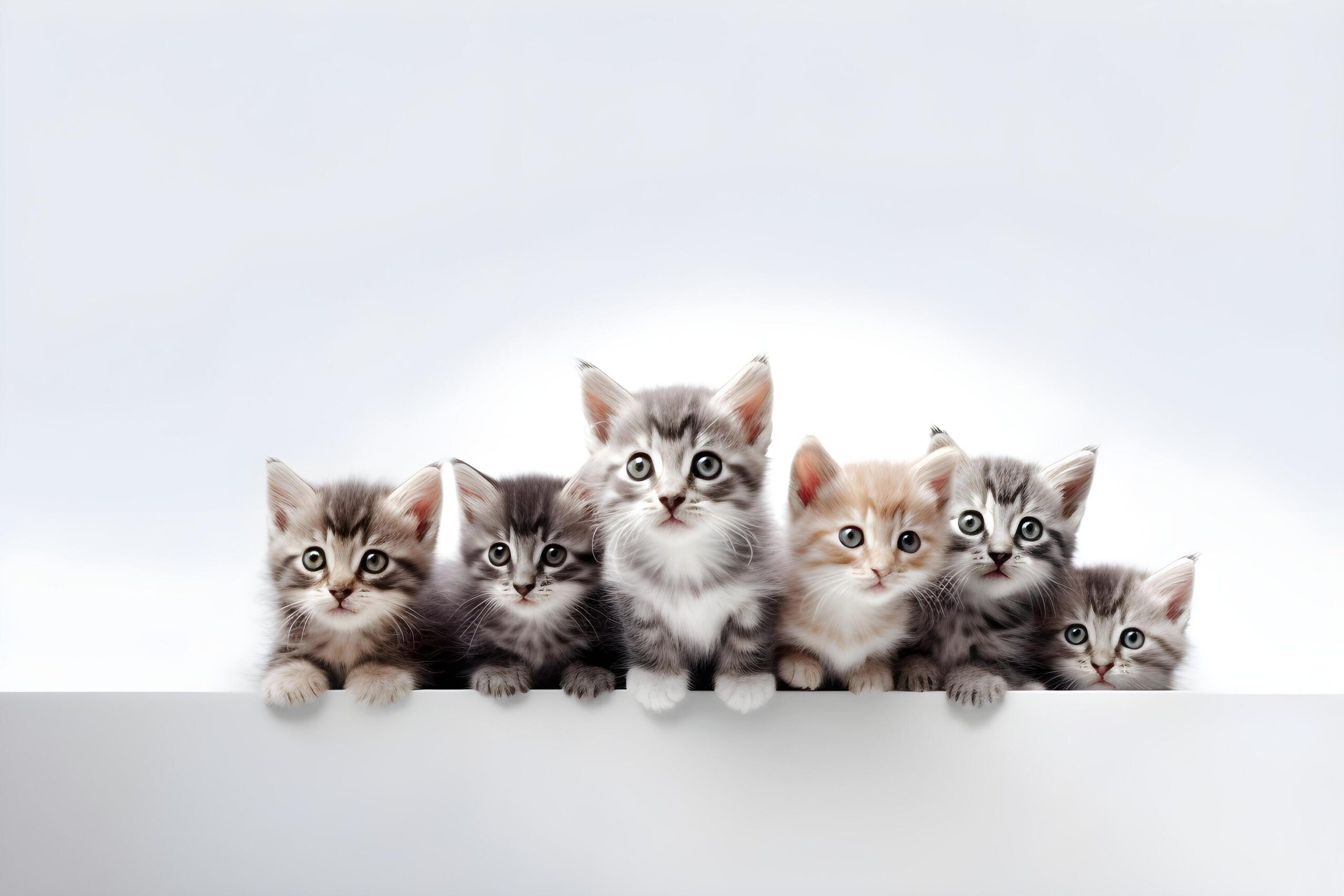 Ai-generated-a-group-of-kittens-sitting-on-a-white-wall-free-photo
