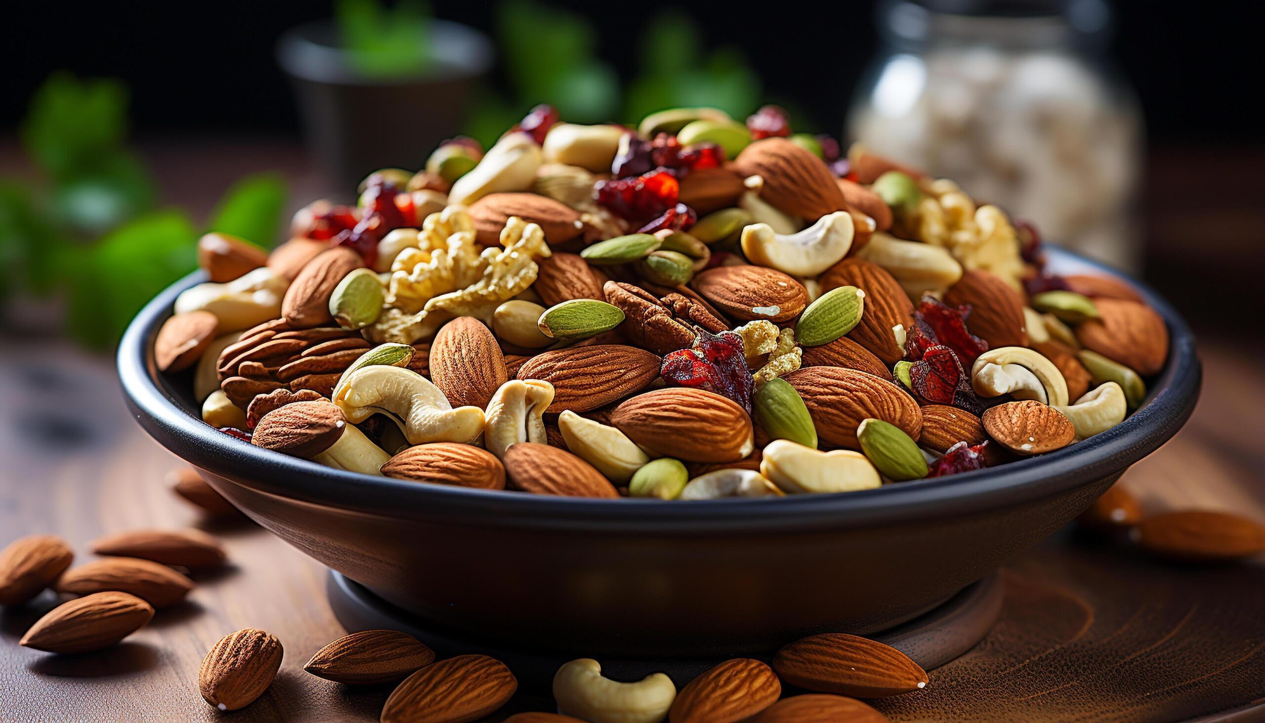 Ai-generated-a-healthy-snack-almond-cashew-walnut-and-pecan-bowl-generated-by-ai-free-photo