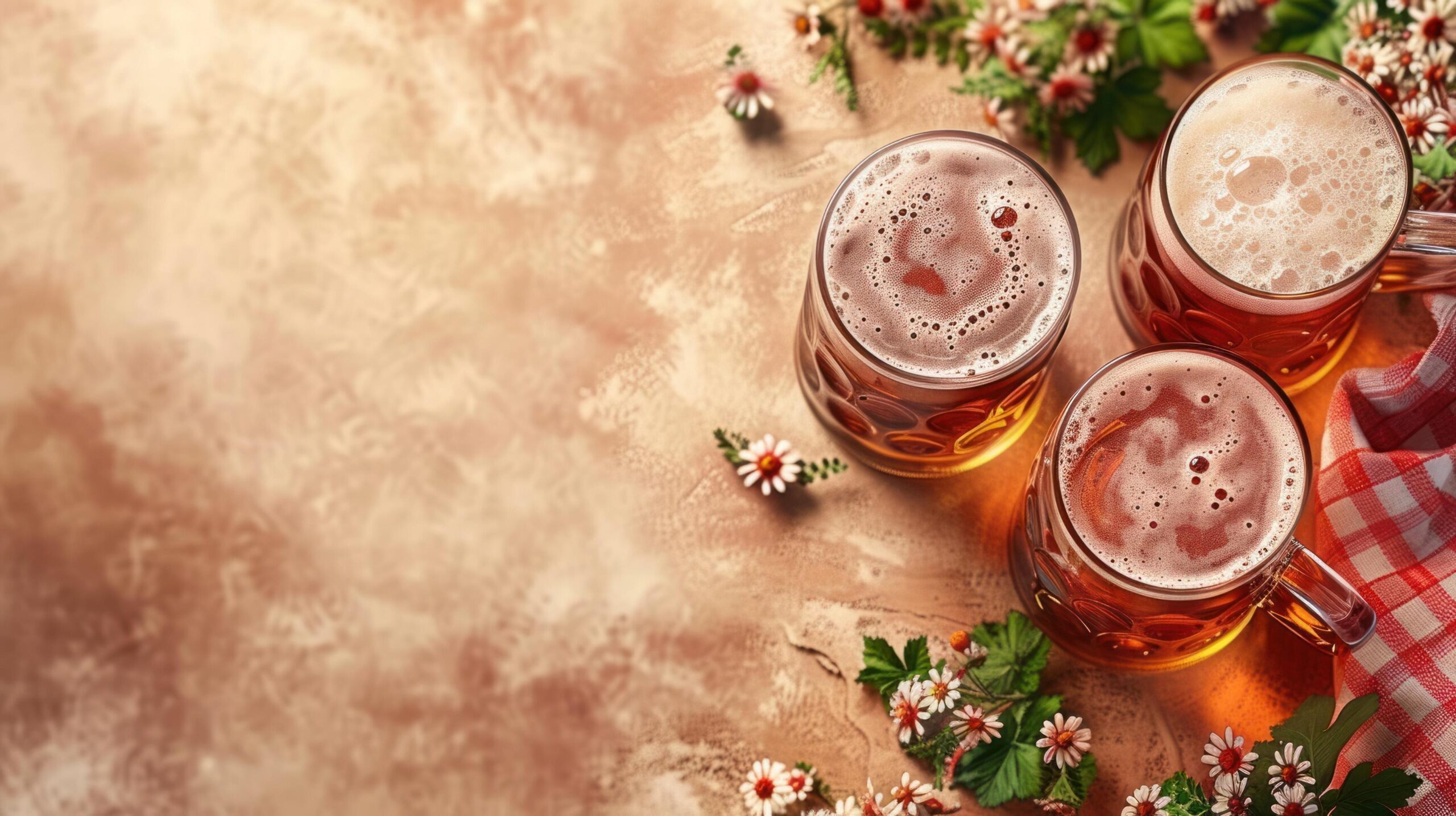 Ai-generated-a-lively-oktoberfest-celebration-backdrop-with-traditional-bavarian-decor-frothy-beer-steins-free-photo