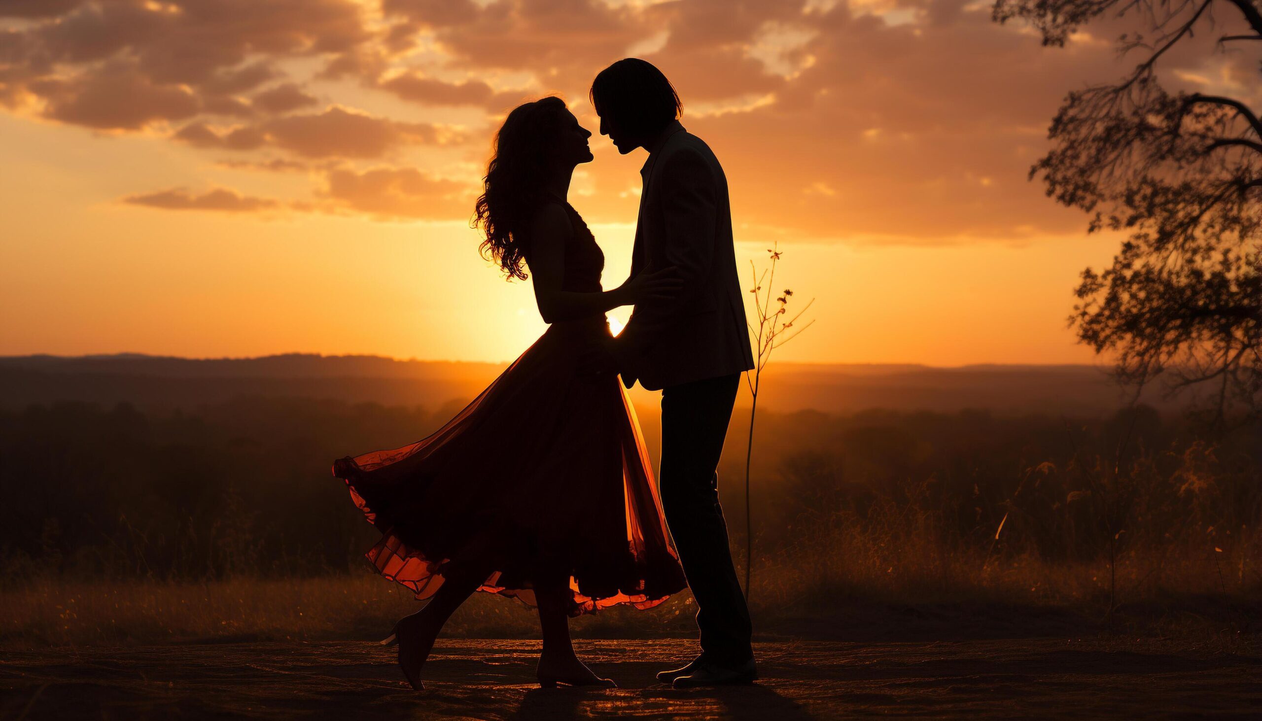 Ai-generated-a-married-couple-embraces-at-sunset-celebrating-their-love-generated-by-ai-free-photo