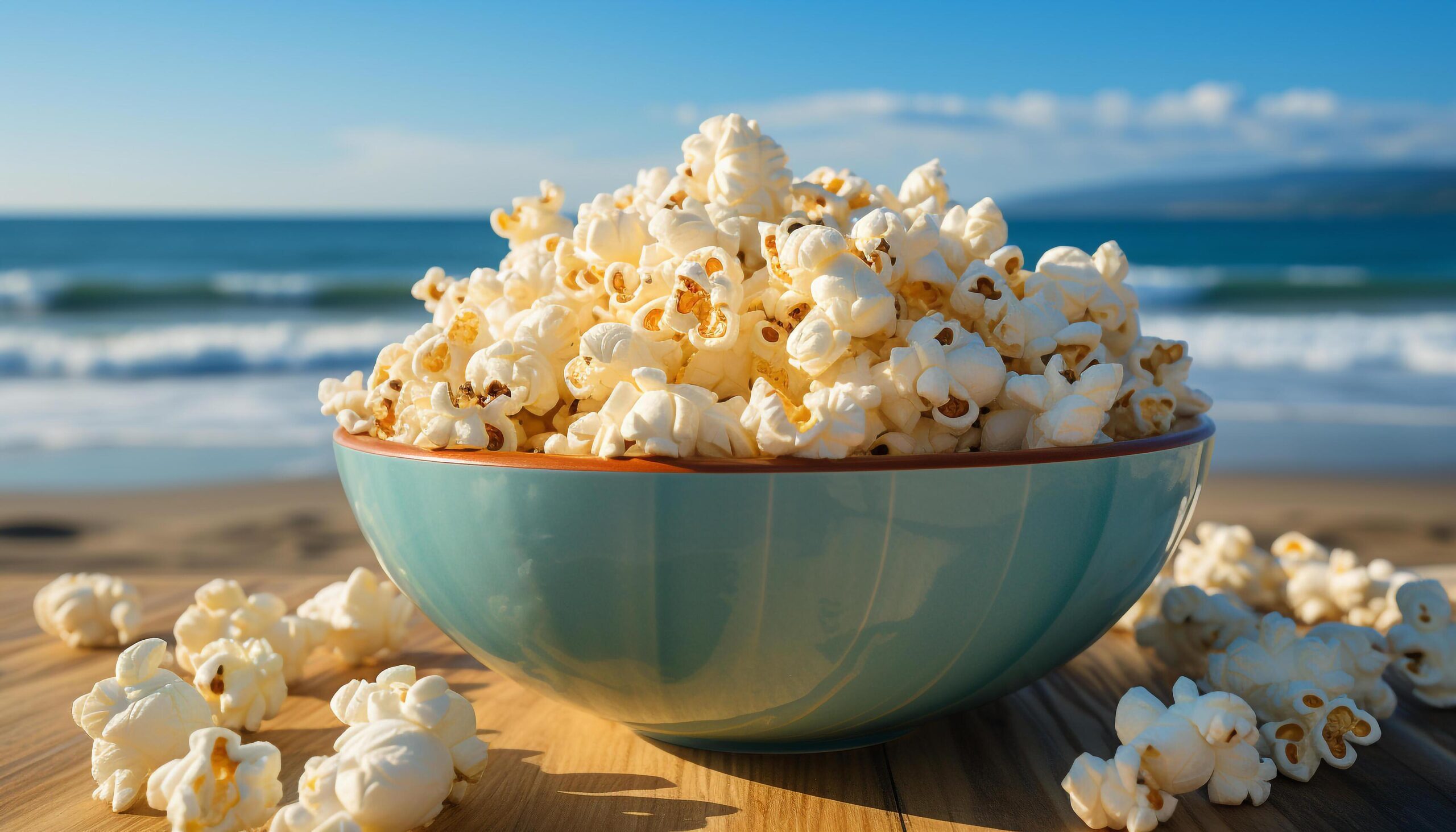 Ai-generated-a-refreshing-snack-on-a-wooden-table-by-the-beach-generated-by-ai-free-photo